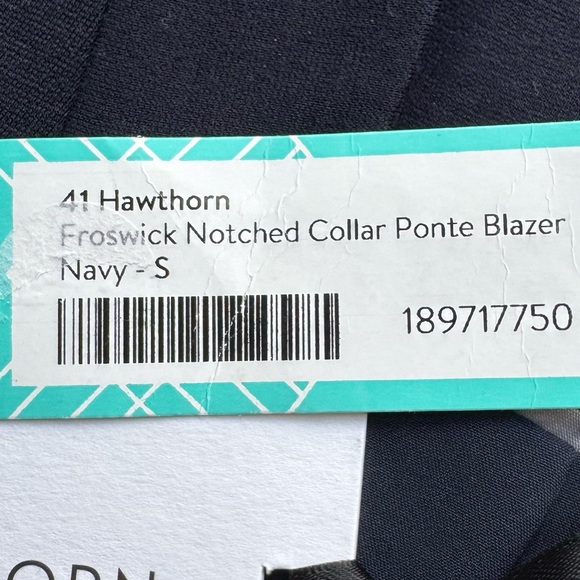 NWT 41 Hawthorn Froswick Notched Collar Ponte Navy Blue Blazer Small S - Picture 6 of 6